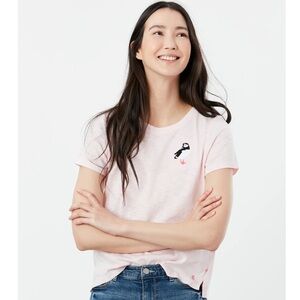 Like-New Joules Carley Print Classic Crew T-Shirt in Pink Puffin